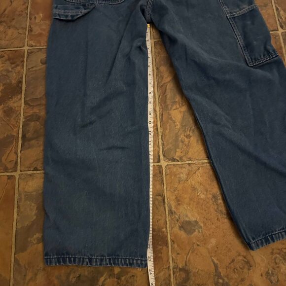 Liberty Stonewashed Overalls Mens Blue Denim Wide Legs Adjustable bib straps M - Picture 10 of 11